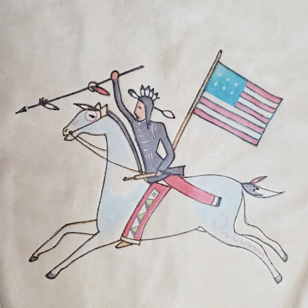 Ralph Lauren Country Polo Women Leather Vest Native American USA made 80s Vtg - Picture 5 of 16